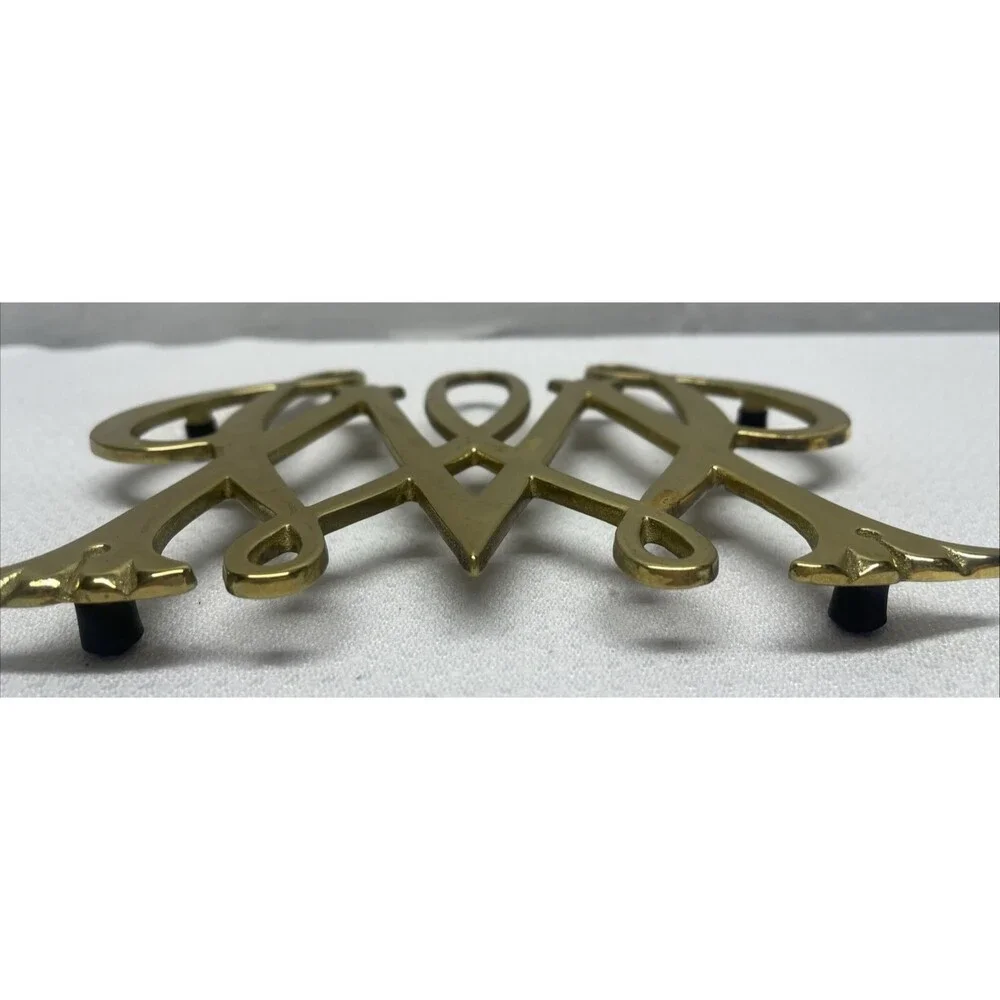 Brass William and Mary Cypher Trivet Classic Traditional Williamsburg 1950 Decor